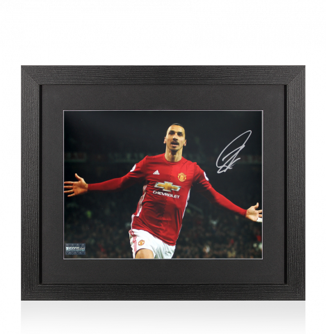 Zlatan Ibrahimovic Autographed Manchester United Photo In Black Wooden Frame: Red Devil