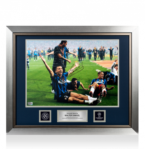 Walter Samuel Official UEFA Champions League Autographed and Framed Internazionale Photo: 2010 Winner