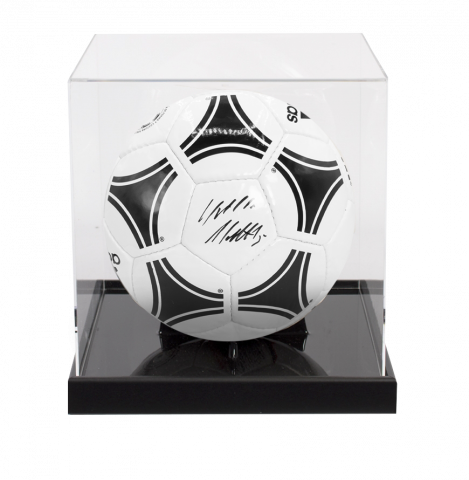 Lothar Matthaus Autographed Adidas Tango Soccer Ball In Acrylic Case