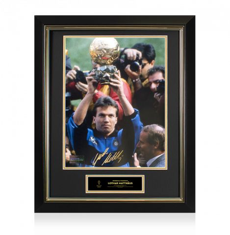 Lothar Matthaus Official Ballon d'Or™ Autographed and Framed Internazionale Photo: 1990 Ballon d'Or Winner