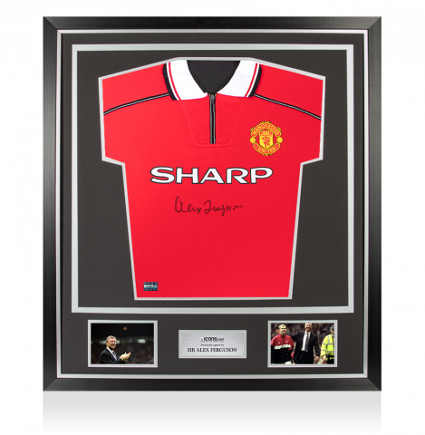 Sir Alex Ferguson Front Autographed Manchester United 1999 League Jersey In Classic Frame