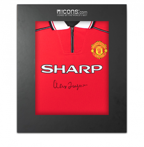 Sir Alex Ferguson Front Signed Manchester United 1999 League Shirt In Deluxe Packaging