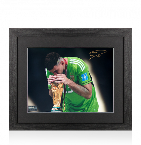 Emiliano Martinez Autographed Argentina Photo In Black Wooden Frame: 2022 FIFA World Cup Winner