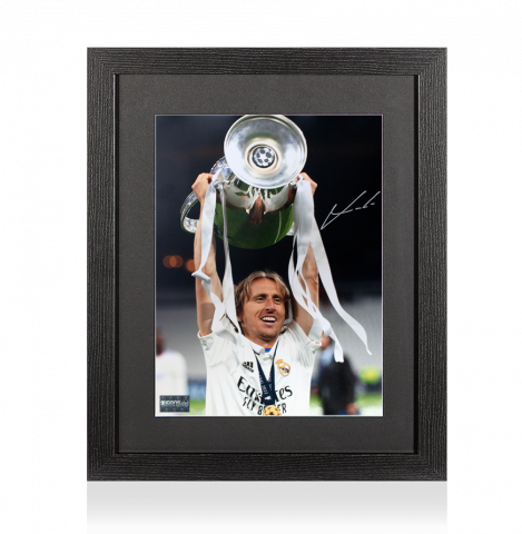 Luka Modric Autographed Real Madrid Photo In Black Wooden Frame: 2022 UEFA Champions League Winner