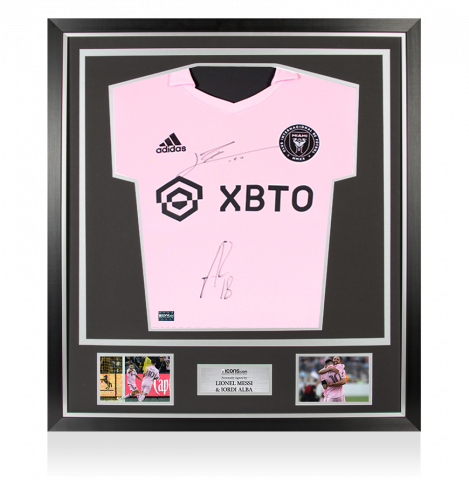 Lionel Messi & Jordi Alba Front Signed Inter Miami CF 2022 Home Shirt In Classic Frame