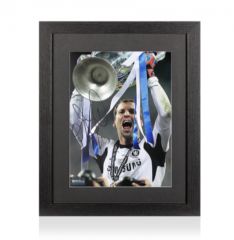 Petr Cech Autographed Chelsea Photo In Black Wooden Frame: 2012 UEFA Champions League Winner