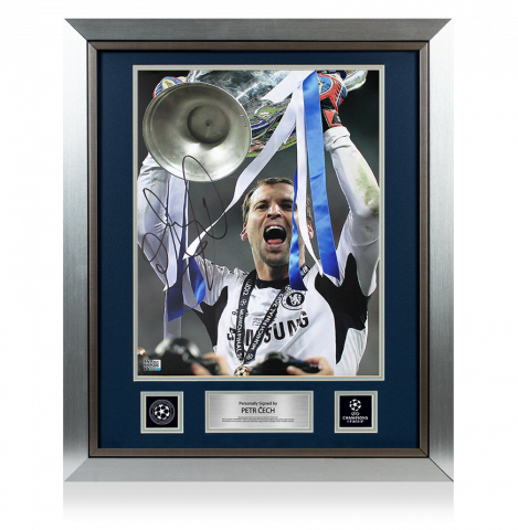Petr Cech Official UEFA Champions League Autographed and Framed Chelsea Photo: 2012 Winner