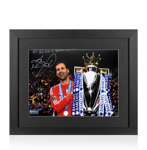 Petr Cech Autographed Chelsea Photo In Black Wooden Frame: 2014-15 Premier League Winner