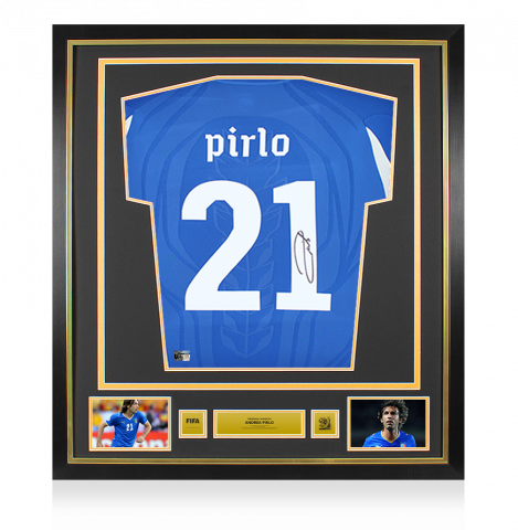 Andrea Pirlo Official 2010 FIFA World Cup™ Back Signed and Framed Italy 2010 Home Shirt