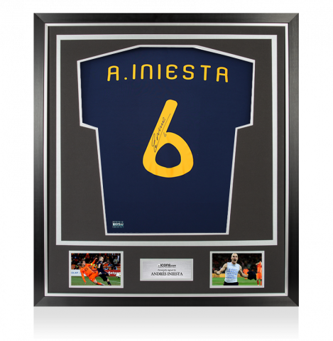 Andres Iniesta Back Autographed Spain 2010 Away Jersey In Classic Frame