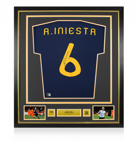 Andres Iniesta Official 2010 FIFA World Cup™ Back Signed and Framed Spain 2010 Away Shirt