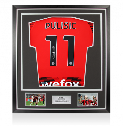 Christian Pulisic Back Autographed AC Milan 2023-24 Home Jersey In Classic Frame