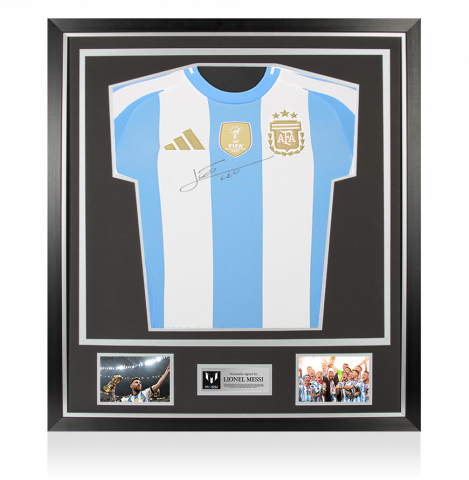 Lionel Messi Official Front Autographed Argentina 2024-25 Home Jersey In Classic Frame
