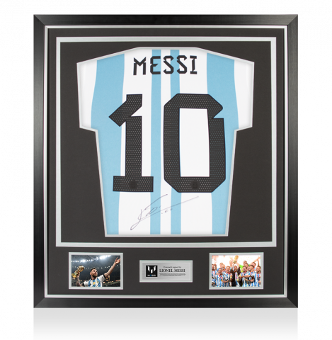 Lionel Messi Official Back Autographed Argentina 2022 Home Jersey In Classic Frame