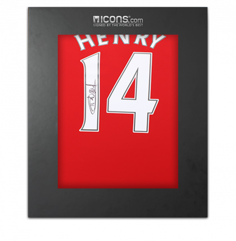 Thierry Henry Back Signed Arsenal 2022-23 Home Shirt with Fan Style Numbers In Deluxe Packaging