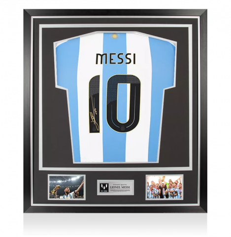 Lionel Messi Official Back Autographed Argentina 2024-25 Home Jersey In Classic Frame