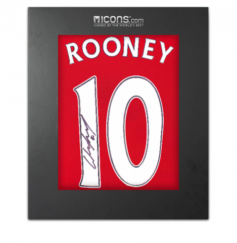 Wayne Rooney Back Signed Manchester United 2023-24 Home Shirt with Fan Style Numbers In Deluxe Packaging