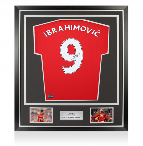 Zlatan Ibrahimovic Back Autographed Manchester United 2022-23 Home Jersey with Fan Style Number In Classic Frame