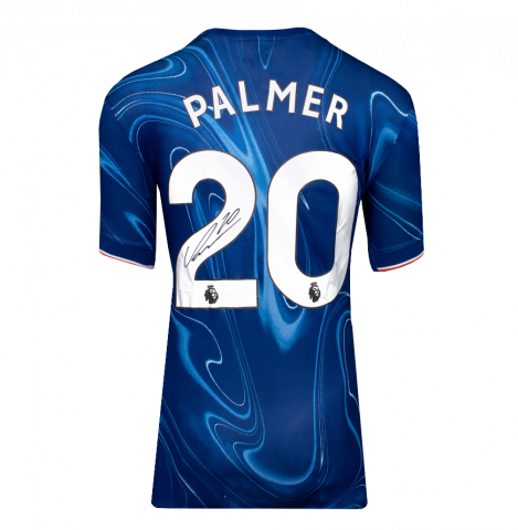 Cole Palmer Back Autographed Chelsea 2024-25 Home Jersey In Deluxe Packaging