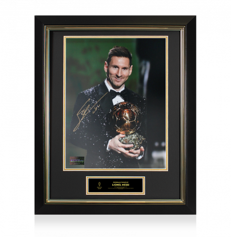 Lionel Messi Official Ballon d'Or™ Autographed and Framed Photo: 2021 Ballon d'Or Winner 