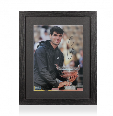 Carlos Alcaraz Autographed Photo In Black Wooden Frame: French Open 2024 Trophy