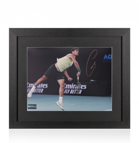 Carlos Alcaraz Autographed Photo In Black Wooden Frame: Australian Open 2024 Action