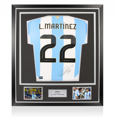 Lautaro Martinez Back Autographed Argentina 2024 Home Jersey In Classic Frame