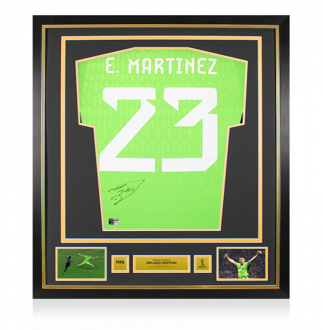 Emiliano Martinez Official 2022 FIFA World Cup™ Back Signed and Framed Argentina 2022 Home Goalkeeper Shirt