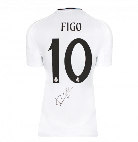 Luis Figo Back Autographed Real Madrid 2024-25 Home Jersey In Deluxe Packaging