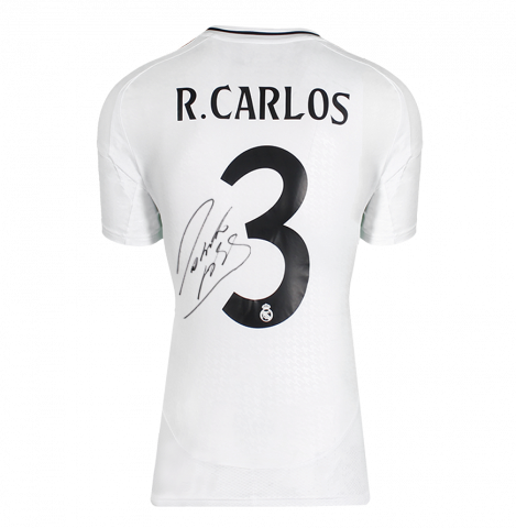 Roberto Carlos Back Autographed Real Madrid 2024-25 Home Jersey In Deluxe Packaging