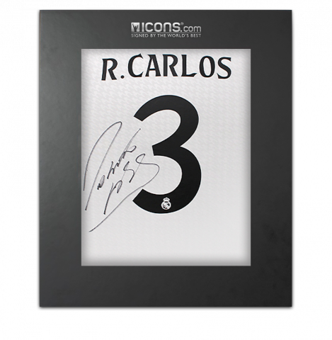 Roberto Carlos Back Autographed Real Madrid 2024-25 Home Jersey In Deluxe Packaging