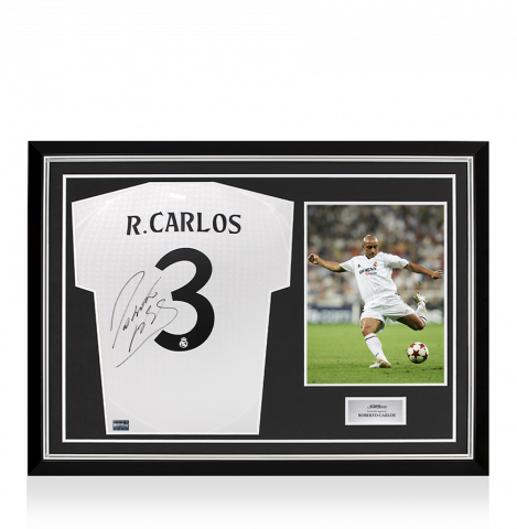 Roberto Carlos Back Autographed Real Madrid 2024-25 Home Jersey In Hero Frame: Option 1
