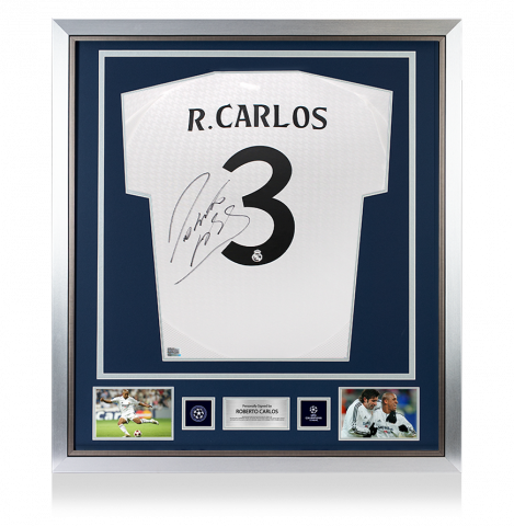 Roberto Carlos Official UEFA Champions League Back Autographed and Framed Real Madrid 2024-25 Home Jersey