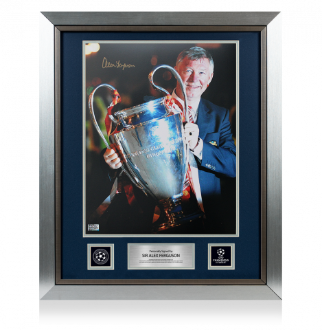 Sir Alex Ferguson Official UEFA Champions League Signed and Framed Manchester United Photo: UEFA Champions League Trophy