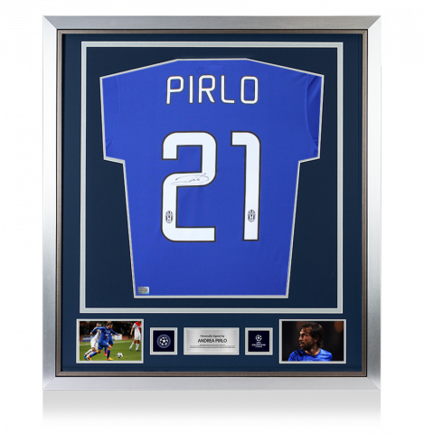 Andrea Pirlo Official UEFA Champions League Back Autographed and Framed Juventus 2014-15 Away Jersey