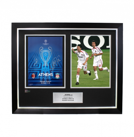 Filippo Inzaghi and Andrea Pirlo Dual Signed and Framed Programme: 2007 UEFA Champions League Final
