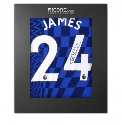 Reece James Back Autographed Chelsea 2021-22 Home Jersey In Deluxe Packaging