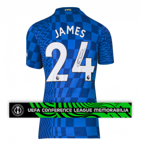 Reece James Official UEFA Conference League Back Autographed Chelsea 2021-22 Home Jersey