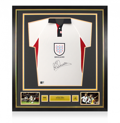 Michael Owen Official 1998 FIFA World Cup™ Front Signed and Framed England 1998 Home Shirt