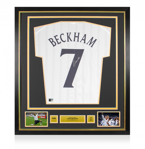 David Beckham Official 2002 FIFA World Cup™ Back Signed and Framed England 2002 Home Shirt