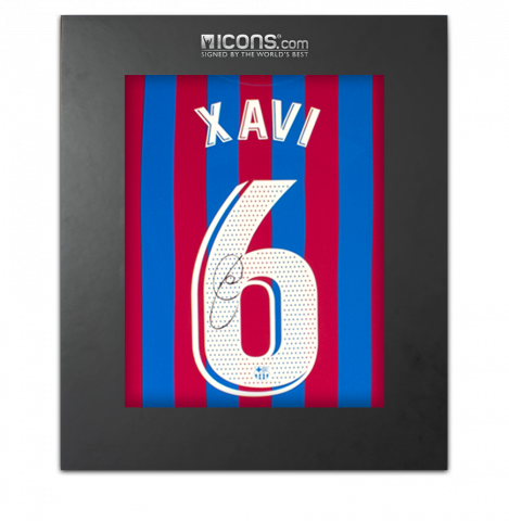 Xavi Back Autographed FC Barcelona 2021-22 Home Jersey